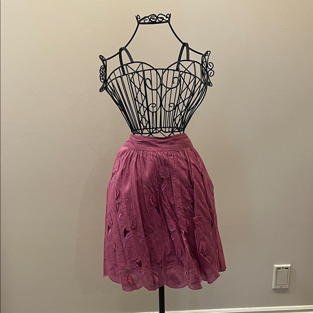 Anthropologie Baraschi orchid floral cut out cotton skirt